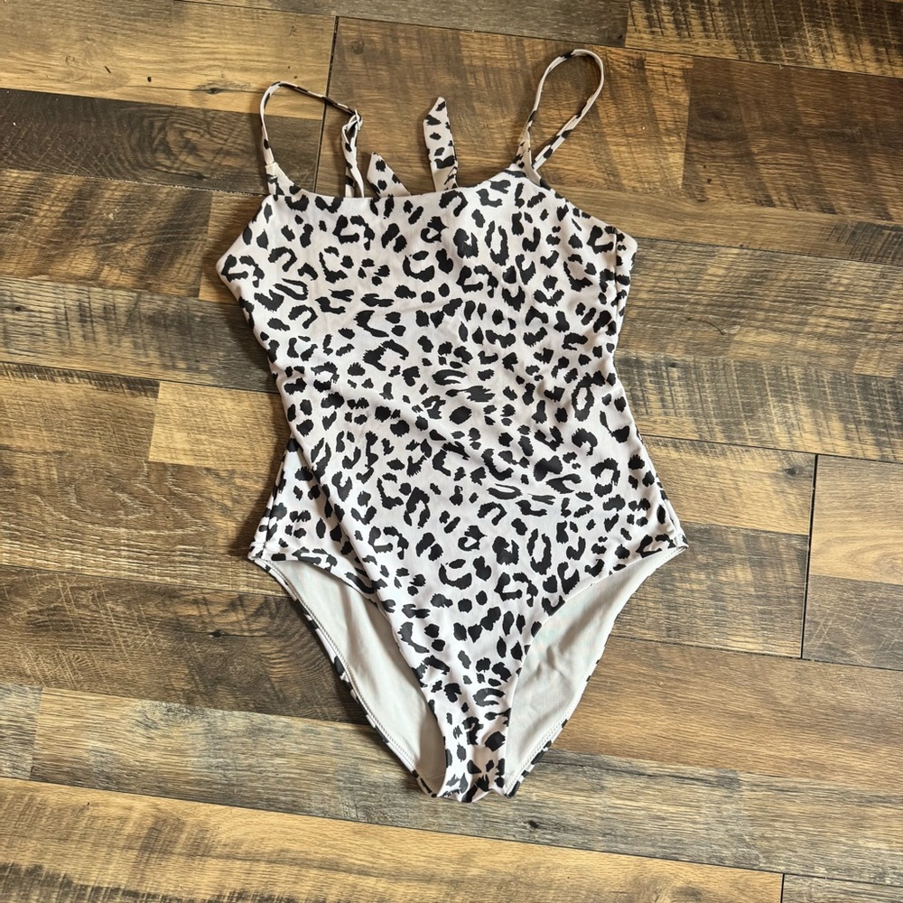 Aerie Leopard Print One Piece Swimsuit - Black and White